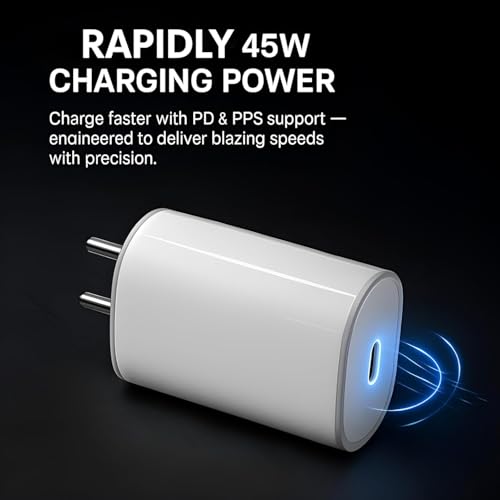 Sounce Original 45W C-Type PPS Rapid Charger Adapter Compatible with Nothing Phone 3 | 3a | 3a Pro | 2a | 2a Plus |2| CMF Phone 2 Pro | Buds/Ear Stick, 45 W USB C Charging Adaptor, 45watt PPS Charge, White - Image 3