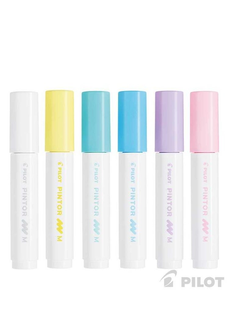 Pilot Pintor Pastel Water Based Paint Markers Set of 6 Medium 1.4mm Tip - Image 2