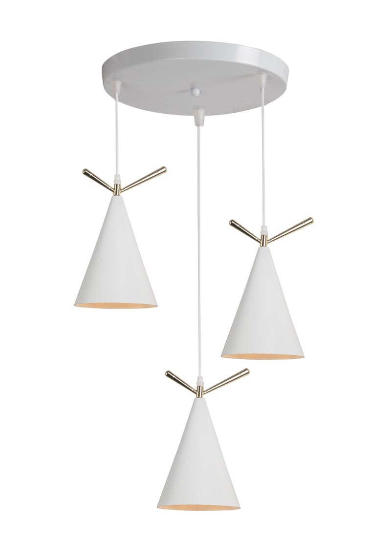 Best Power - Modern White Matte Triple Pendant Light with Gold Accents – Adjustable Ceiling Fixture for Contemporary Interiors - White - Image 1