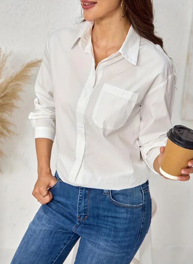 Take Two White Long Sleeve Buttoned Shirt