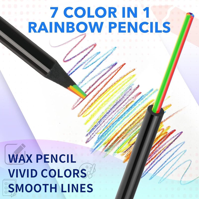 Zinley 12 Colors Rainbow Pencils for Kids Adults, Rainbow Colored Pencil Art Supplies for Girls Boys, Black Wood Multi Colored Pencils for Coloring Drawing Sketching, Pre-sharpened with Free Sharpener - Image 5