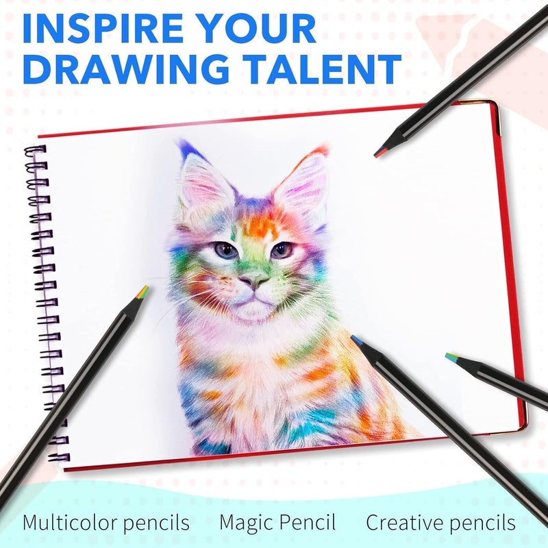 Zinley 12 Colors Rainbow Pencils for Kids Adults, Rainbow Colored Pencil Art Supplies for Girls Boys, Black Wood Multi Colored Pencils for Coloring Drawing Sketching, Pre-sharpened with Free Sharpener - Image 3