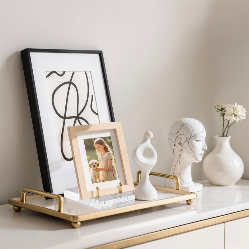 CRMPro Acrylic Easel Display Stand, Clear Table Easel Picture Frame Holder with Adjustable Tilt, Perfect for Phones, Art, Weddings, Office & Home DÃ©cor, Gold-1P - Image 4