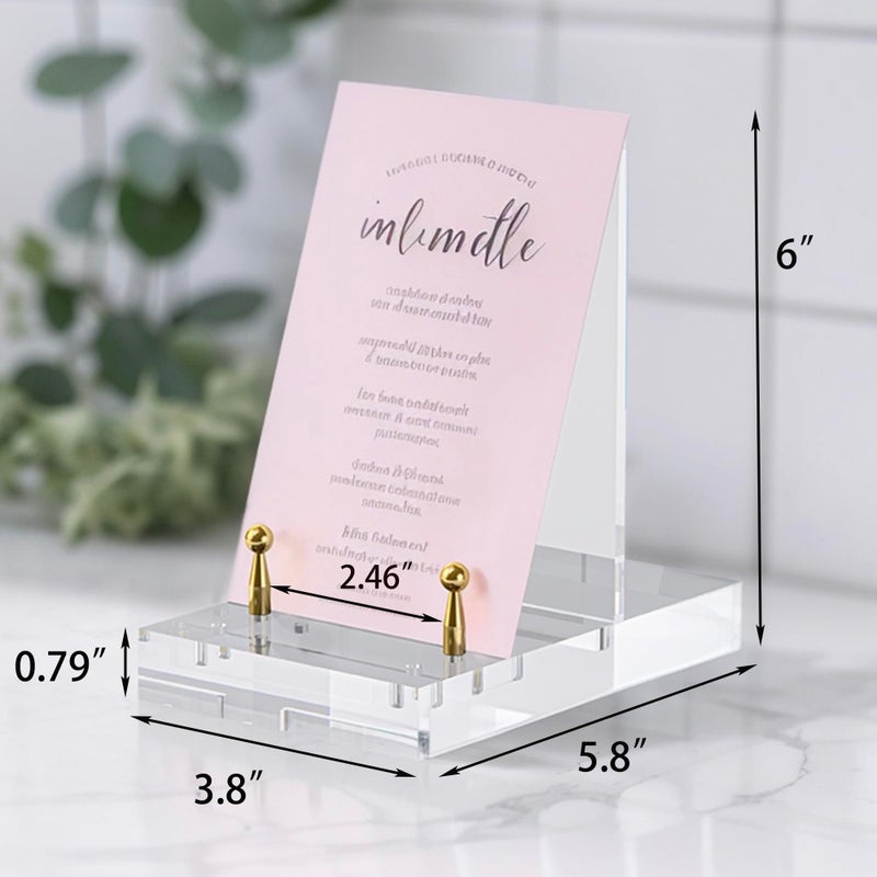 CRMPro Acrylic Easel Display Stand, Clear Table Easel Picture Frame Holder with Adjustable Tilt, Perfect for Phones, Art, Weddings, Office & Home DÃ©cor, Gold-1P - Image 5