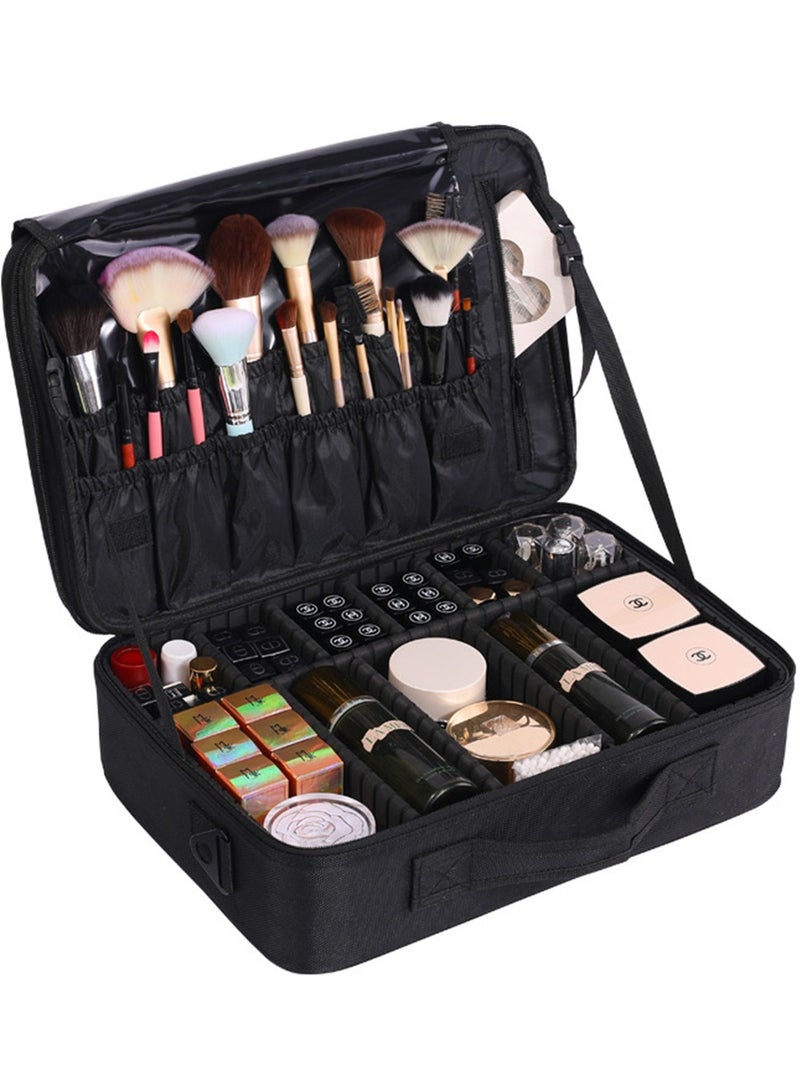 غاز حقيبة مستحضرات تجميل متعددة الوظائف حقيبة مستحضرات تجميل محمولة كبيرة الحجم حقيبة أدوات الوشم والأظافر قسم تخزين محمول صندوق مكياج - Image 1