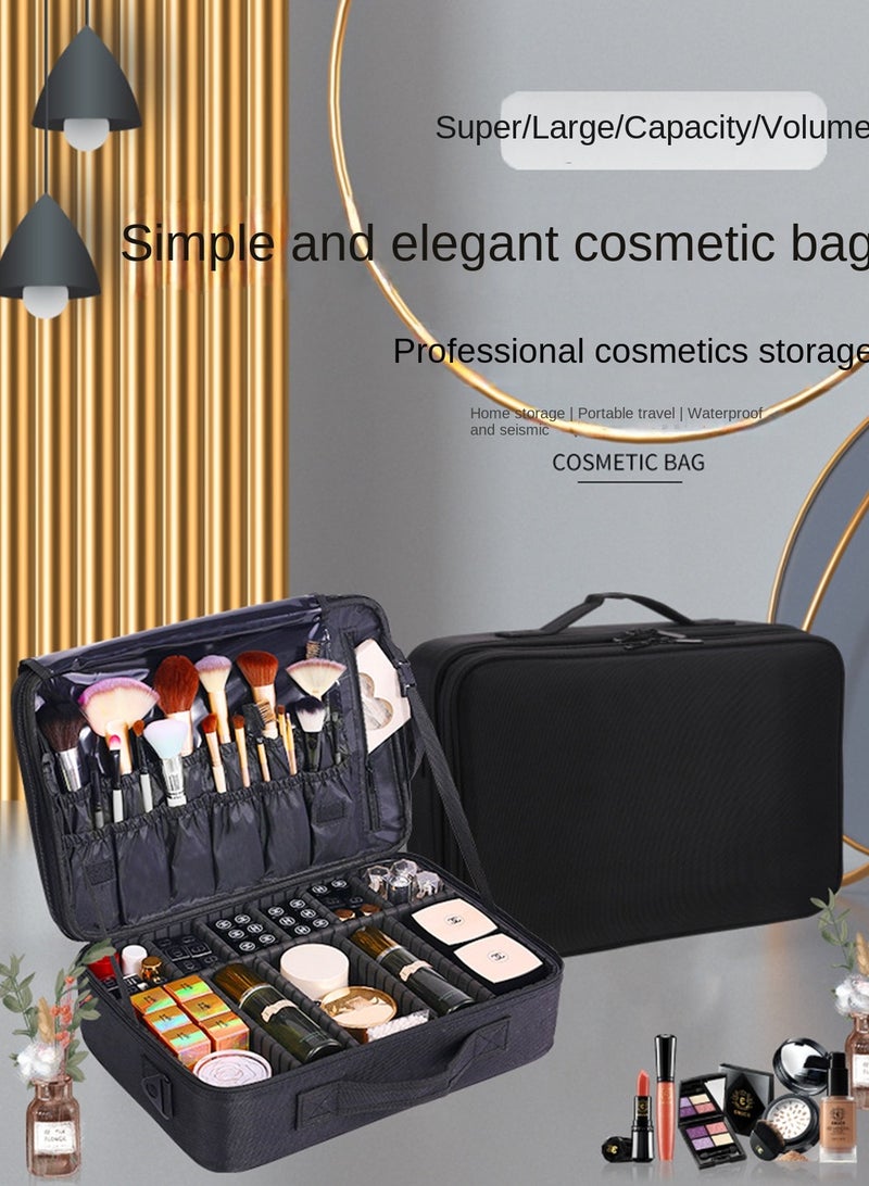 غاز حقيبة مستحضرات تجميل متعددة الوظائف حقيبة مستحضرات تجميل محمولة كبيرة الحجم حقيبة أدوات الوشم والأظافر قسم تخزين محمول صندوق مكياج - Image 3