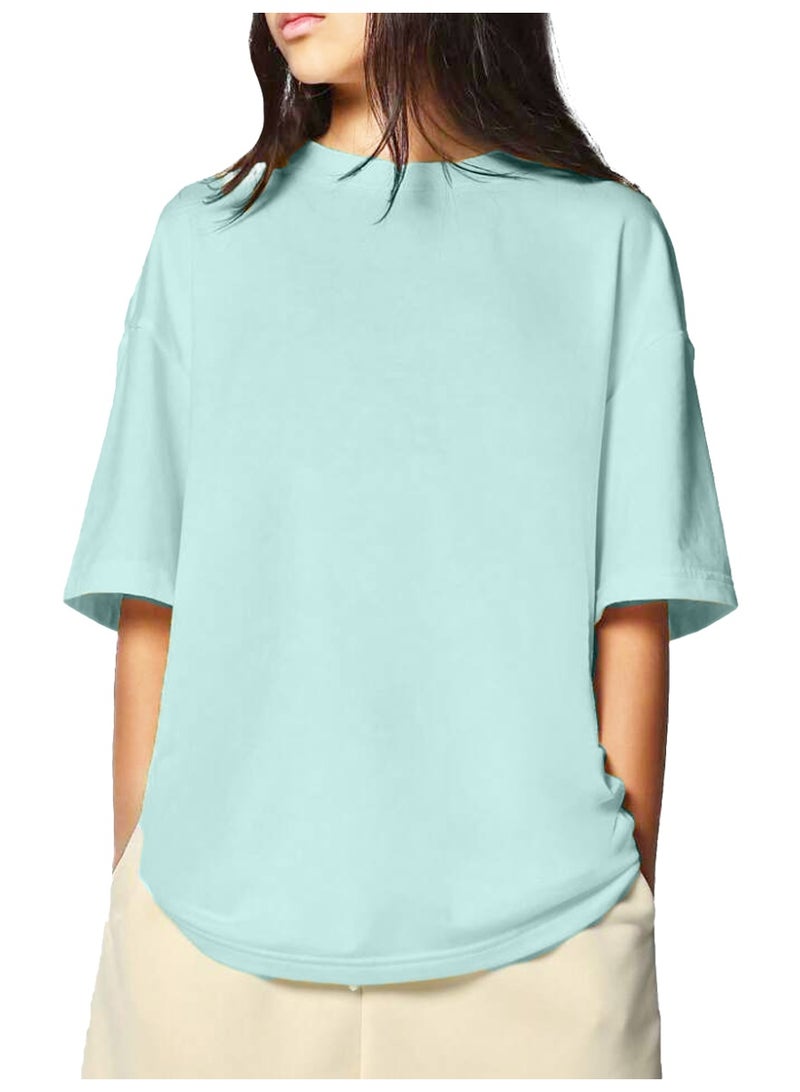 Nileton Oversized T- Shirt for Girls & Teens - Cotton - Drop shoulder Half Sleeves Top For Kids - Loose Top Tees  - Image 1