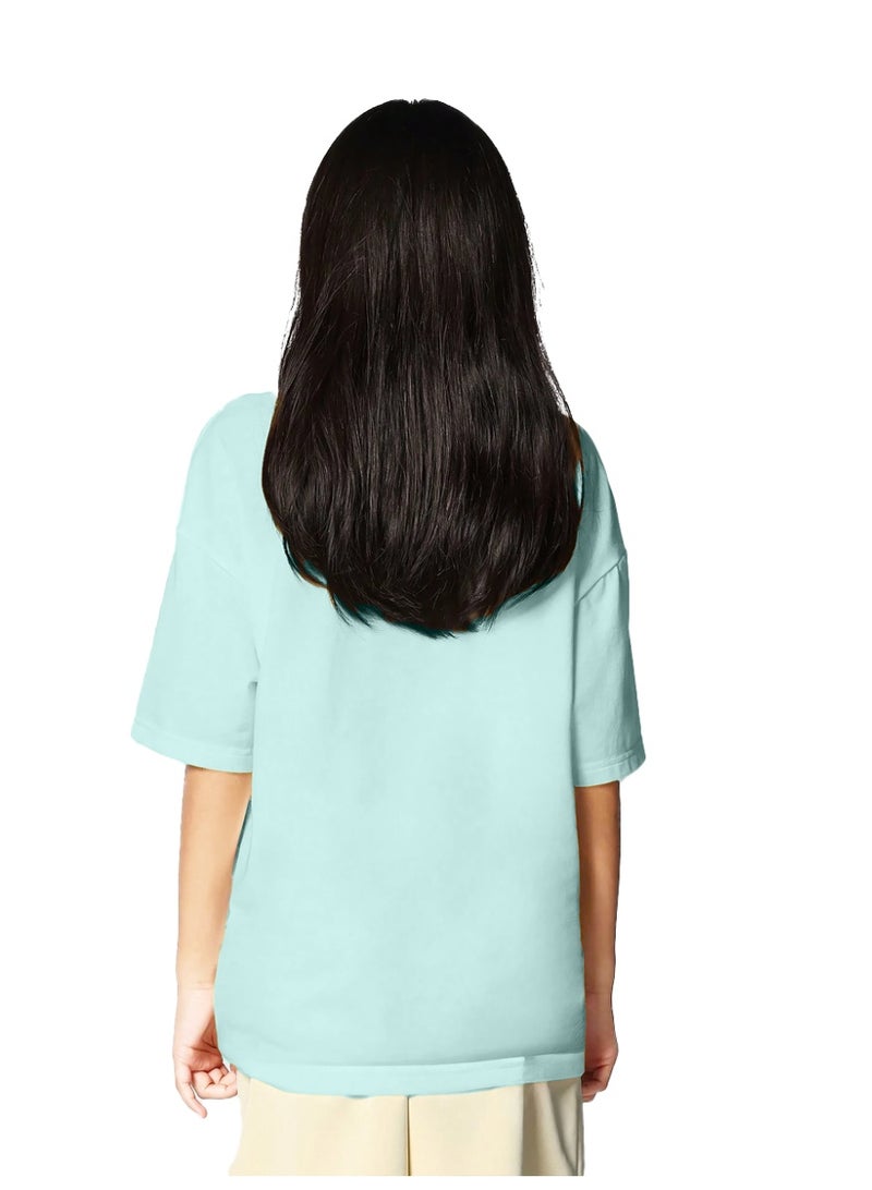 Nileton Oversized T- Shirt for Girls & Teens - Cotton - Drop shoulder Half Sleeves Top For Kids - Loose Top Tees  - Image 3