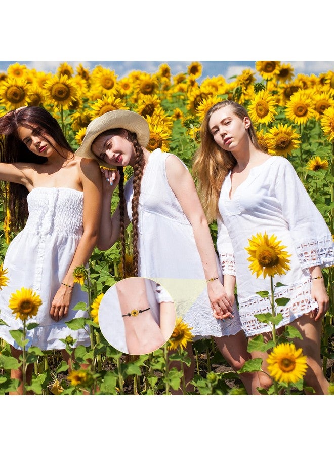 Sureio 20 Pcs Sunflower Bracelets Operation Christmas Gifts Adjustable Handmade Friendship Bracelet Bulk Boho Braided Rope String Bracelets For Women Couples Friend(Black) - Image 2