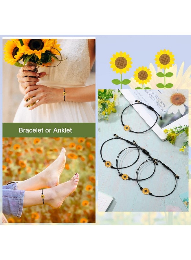 Sureio 20 Pcs Sunflower Bracelets Operation Christmas Gifts Adjustable Handmade Friendship Bracelet Bulk Boho Braided Rope String Bracelets For Women Couples Friend(Black) - Image 5