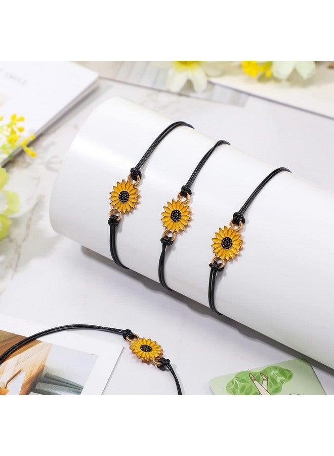 Sureio 20 Pcs Sunflower Bracelets Operation Christmas Gifts Adjustable Handmade Friendship Bracelet Bulk Boho Braided Rope String Bracelets For Women Couples Friend(Black) - Image 4