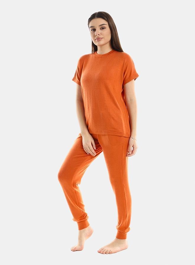 kady Plain Comfy Slip On Pajama Set womenorange 2XL - Image 2