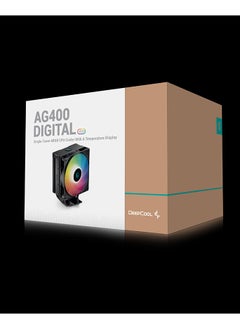 DEEPCOOL AG400 DIGITAL BK ARGB Air Cooler - 120mm Fan, 4 Heatpipes, 500-2100 RPM, 75.89 CFM, 31.6 dB(A), Addressable RGB, Hydro Bearing, 636g, 125×92×152.7 mm, 4-pin PWM, 12V/5V, USB 2.0/3-pin Connector | R-AG400-BKADMN-G-1  - Image 1