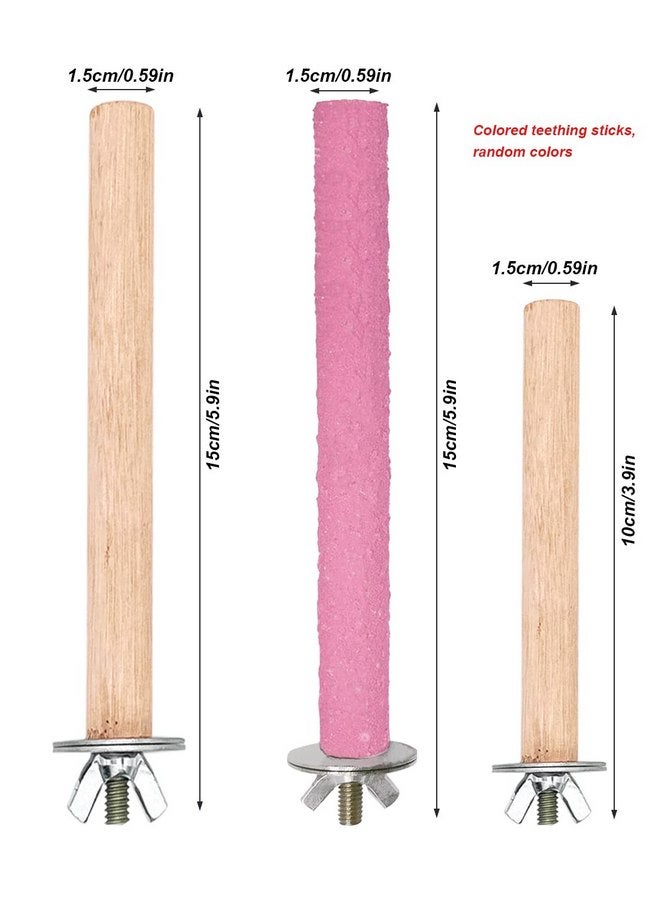 ايوالي مجموعة ألعاب 10 قطع من حامل الطيور، حامل ببغاء من الخشب الطبيعي، فرع ألعاب ببغاء، عصا تمرين، إكسسوارات قفص الطيور للطيور البادجي والطيور المحبة والعصافير، ألعاب الطيور الصغيرة - Image 2