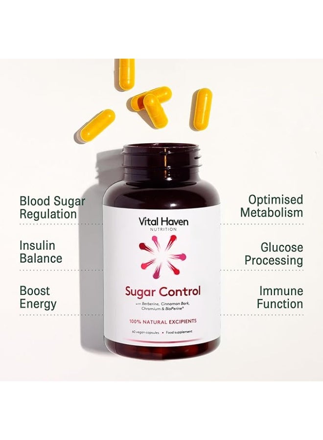 Vital Haven Sugar Control Supplement Berberine + Cinnamon + Chromium – UK Made Blood Sugar Support Capsules for Glucose Metabolism, Energy, Carb Balance, Weight Management & Insulin Support - Image 3