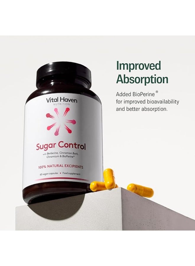 Vital Haven Sugar Control Supplement Berberine + Cinnamon + Chromium – UK Made Blood Sugar Support Capsules for Glucose Metabolism, Energy, Carb Balance, Weight Management & Insulin Support - Image 4
