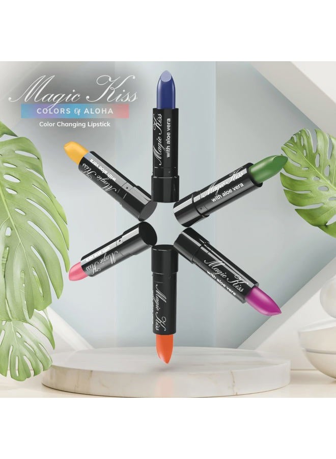 Magic Kiss Color Changing Matte 6 Piece Lipstick Set infused with Aloe Vera Made in USA (Colors of Aloha 1)  - Image 5