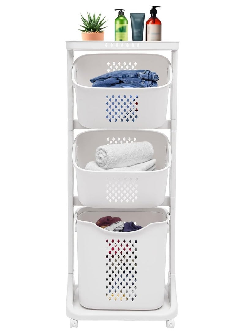 DubaiGallery Laundry Basket, 3 Tier Laundry Basket with Wheels, Rolling Laundry Basket for Bathroom,Bedroom - Image 1