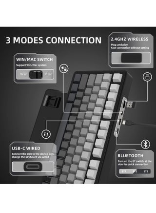 حشية ثلاثية الأوضاع X85 لوحة مفاتيح ميكانيكية بنسبة 75% مع مقبض CNC، وبطانة من 5 طبقات، وقابلة للتبديل السريع، وإضاءة خلفية RGB - view 4
