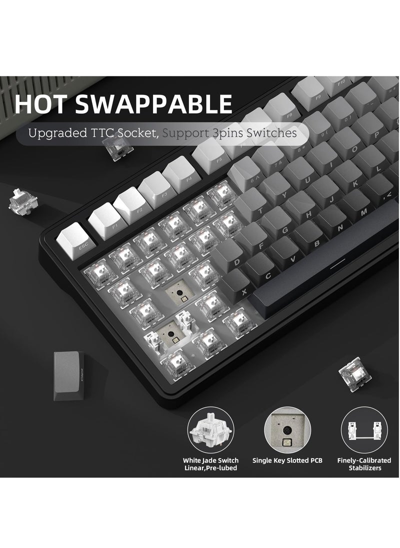 X85 Tri-mode Gasket 75% Mechanical Keyboard with CNC Knob, 5-Layer Padding, Hot Swappable, RGB Backlight