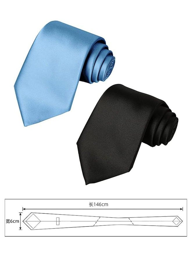 HAWAWA Men's Ties Polyester Solid Pure Color 6CM Plain Slim Necktie Skinny Neck Ties For Men - Image 3