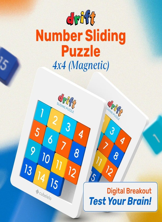 Cubelelo Drift Number Sliding Magnetic Puzzle 4x4 | Toys For 6-10 Years Old Boys & Girls | 15-Blocks Brain Teaser Puzzle Game for Kids | Educational, Learning, Activity Toy for Return & Birthday Gifts - Image 2