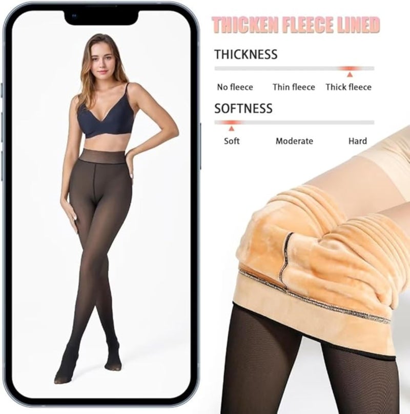 Klassik Original Premium Fleece Leggings for Women | Winter Warm High-Waist Woolen Stretch Leggings & Thermal Stockings | Soft, Comfortable & Ultra-Warm Winter Wear | Size XL - Image 4