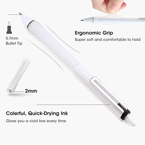 WRITECH أقلام حبر جل WRITECH القابلة للسحب: مجموعة أقلام بزاوية 0.7 مم بألوان متنوعة، أقلام متعددة الألوان كتابة سلسة بدون تسرب، 8 قطع للكتابة في الدفاتر - Image 4