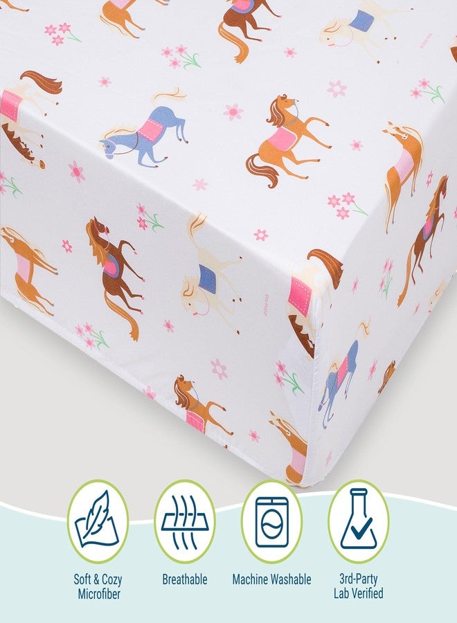 Wildkin Twin Sheet Set - Soft Microfiber, Fitted & Top Sheet, Pillowcase - Horses - Image 3