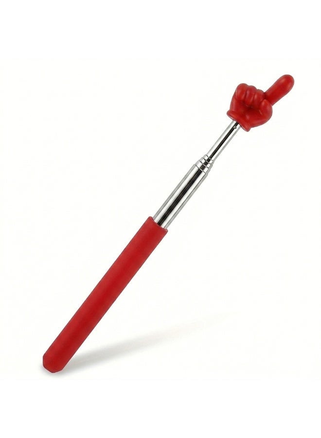 Telescopic Teacher Pointer with Finger Design Retractable Extendable Presentation Stick for Classroom Teaching and Training (Red) - Image 1