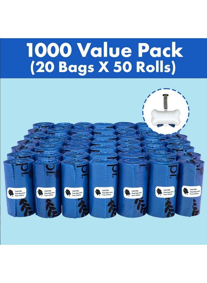 Gorilla Supply - GORILLA SUPPLY 1000 Dog Poop Waste Bags with Dispenser and Leash Tie, 9" x 13", Blue, 1000 Count - Image 1