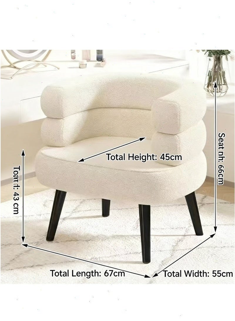 Pomefar Elegant Design Boucle Chair, Bedroom Vanity Chair, Boucle Chair for Living Room and Office - White - Image 2