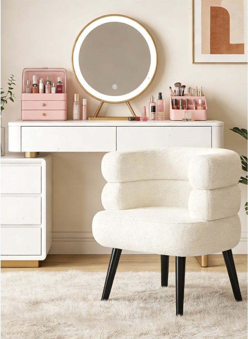 Pomefar Elegant Design Boucle Chair, Bedroom Vanity Chair, Boucle Chair for Living Room and Office - White - Image 1
