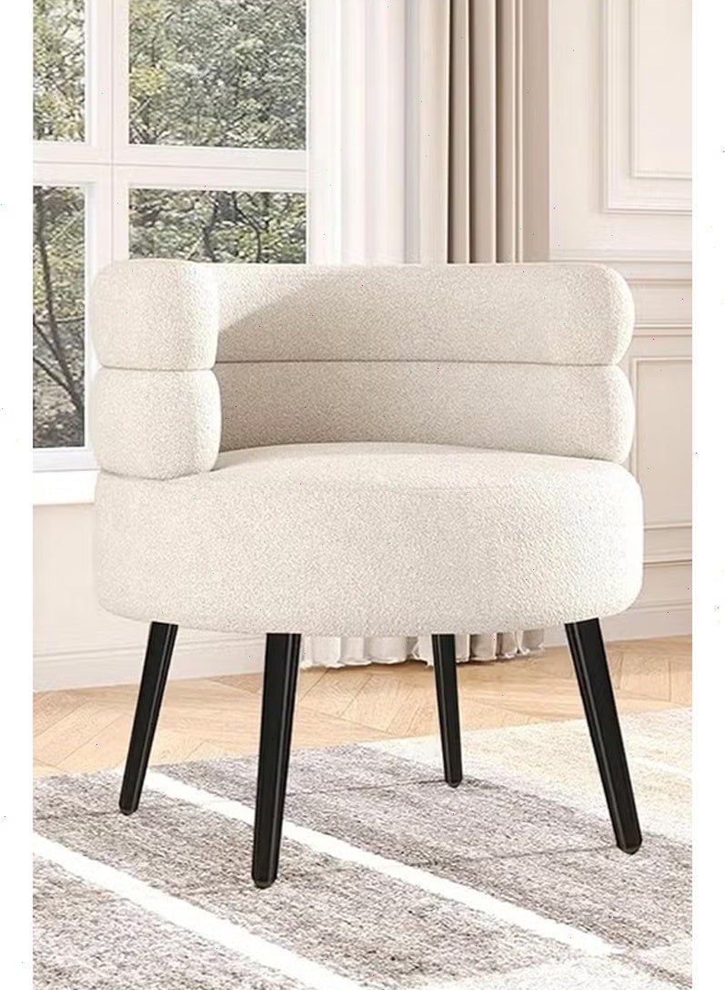 Pomefar Elegant Design Boucle Chair, Bedroom Vanity Chair, Boucle Chair for Living Room and Office - White - Image 3
