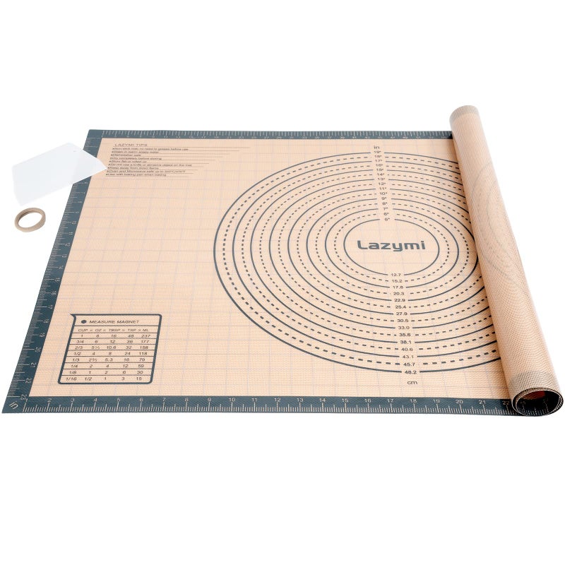 Extra Large  Thick Silicone Baking Mat 9161 cm Non Stick Pastry Rolling Sheet with Measurement NonSlip Silicon Dough kneading Board Counter Table Mat Placemat for PieCakePizzaGreyScraper