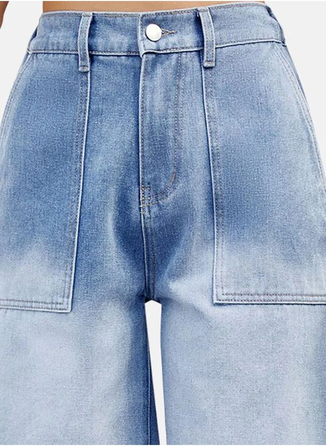 YUNIQEE Blue Solid Denim Shorts