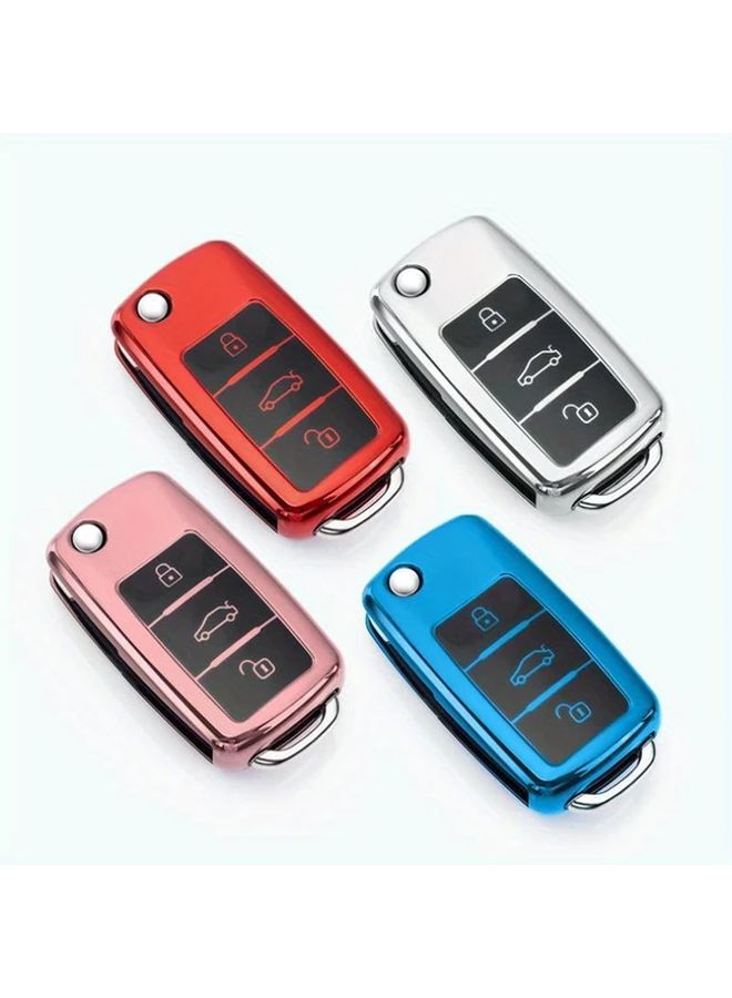 Silvery TPU Key Cover Case For VW Polo Passat Golf Jetta Tiguan Skoda Octavia - Image 1