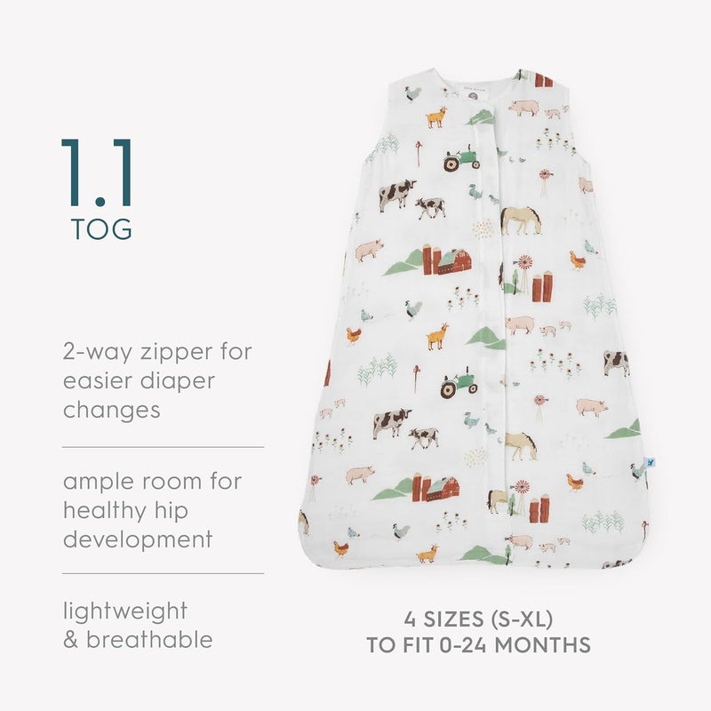 Little Unicorn Cotton Muslin Quilted Sleep Bag - Farmyard - Image 4