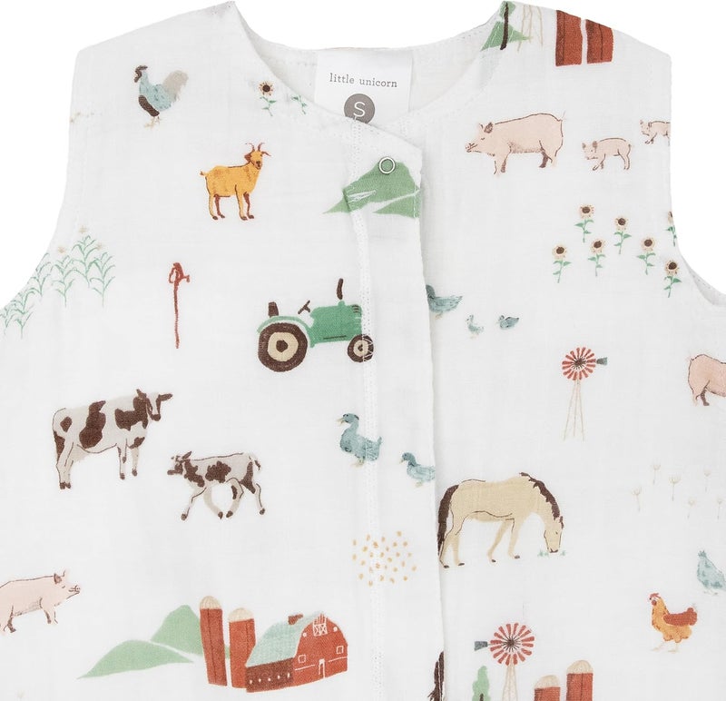 Little Unicorn Cotton Muslin Quilted Sleep Bag - Farmyard - Image 2