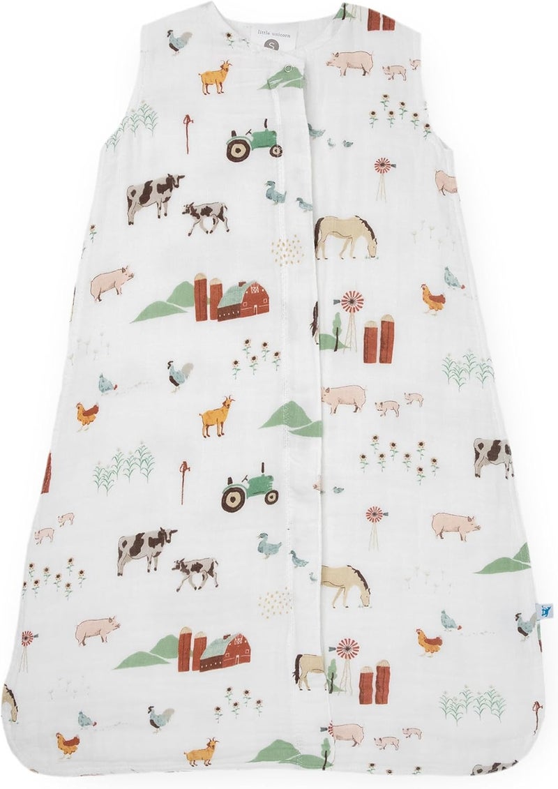 Little Unicorn Cotton Muslin Quilted Sleep Bag - Farmyard - Image 1