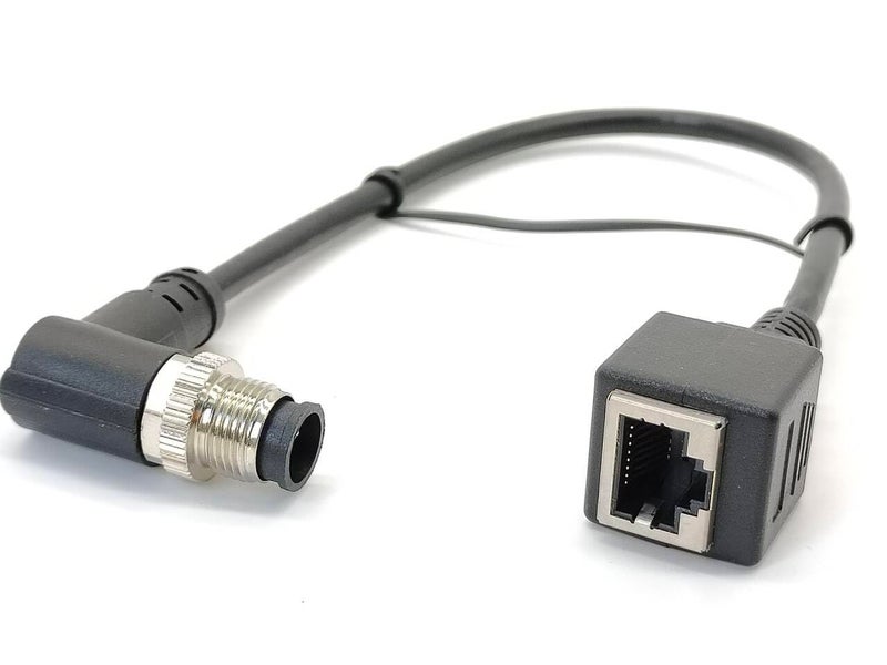 Elecbee M12 4 Pin A Code Connector Male Right Angle to RJ45 8P8C Female Straight Cable Cordsets 0.2M RJ45 8P8C to M12 4Pin Male 90 Degree Connector - Image 2
