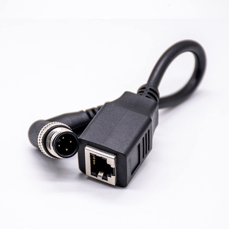 Elecbee M12 4 Pin A Code Connector Male Right Angle to RJ45 8P8C Female Straight Cable Cordsets 0.2M RJ45 8P8C to M12 4Pin Male 90 Degree Connector - Image 1