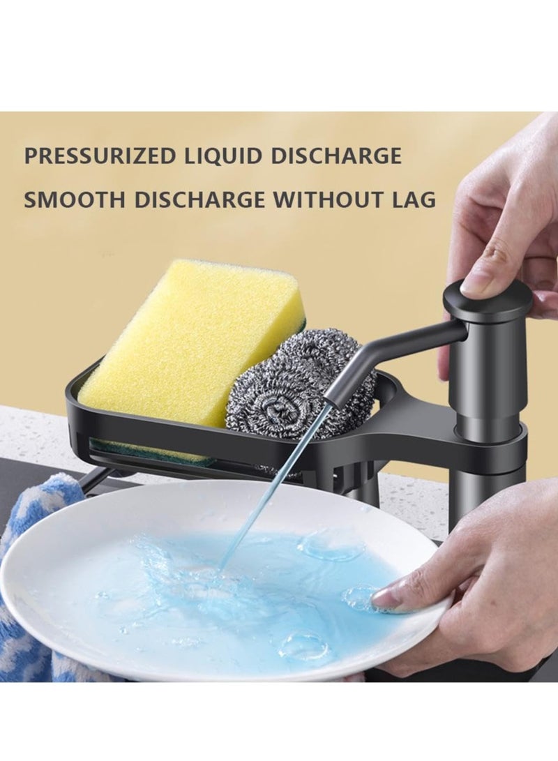 Excefore Sink Soap Dispenser for Kitchen, Lengthen ABS Pump Head, Free Rotation Dish Saponin Pump Head, Countertop Cleaner Pump with Storage Rack for Kitchen, Gray - Image 4