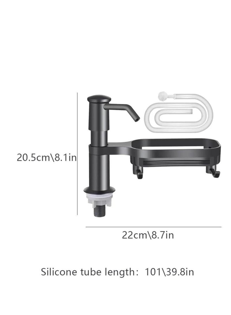 Excefore Sink Soap Dispenser for Kitchen, Lengthen ABS Pump Head, Free Rotation Dish Saponin Pump Head, Countertop Cleaner Pump with Storage Rack for Kitchen, Gray - Image 5