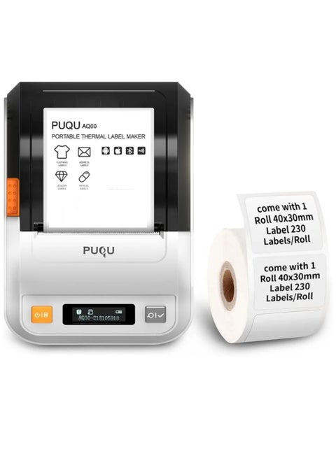 PUQULABEL PUQU Wireless Label Printer, Portable Bluetooth Thermal Label Maker Q00 with Rechargeable Battery, Pocket Size and HD Printing for Android & iOS System Compatible - White