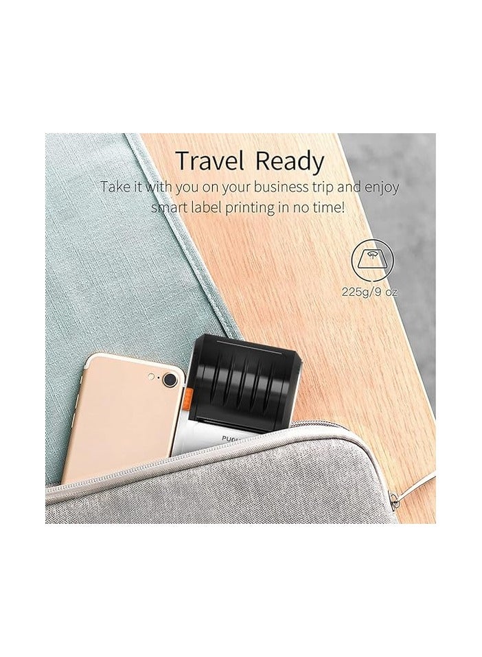 PUQULABEL PUQU Wireless Label Printer, Portable Bluetooth Thermal Label Maker Q00 with Rechargeable Battery, Pocket Size and HD Printing for Android & iOS System Compatible - White