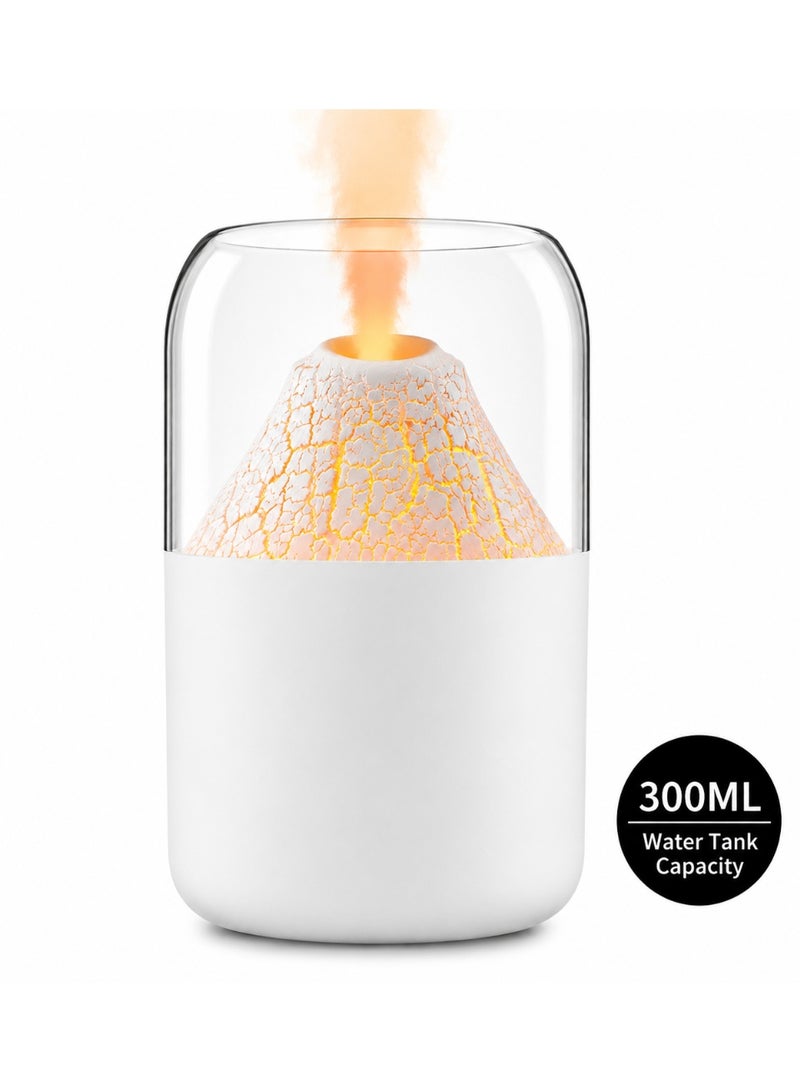Volcano Flame Essential Oil Diffuser & Ultrasonic Humidifier, 300Ml Aromatherapy Diffuser With Led Ambient Light, Usb Powered For Home, Office & Bedroom - Image 2