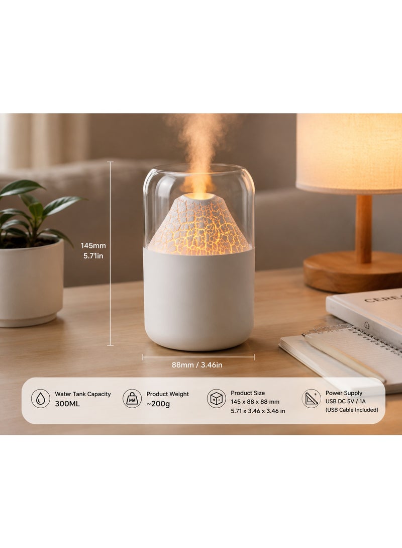 Volcano Flame Essential Oil Diffuser & Ultrasonic Humidifier, 300Ml Aromatherapy Diffuser With Led Ambient Light, Usb Powered For Home, Office & Bedroom - Image 4