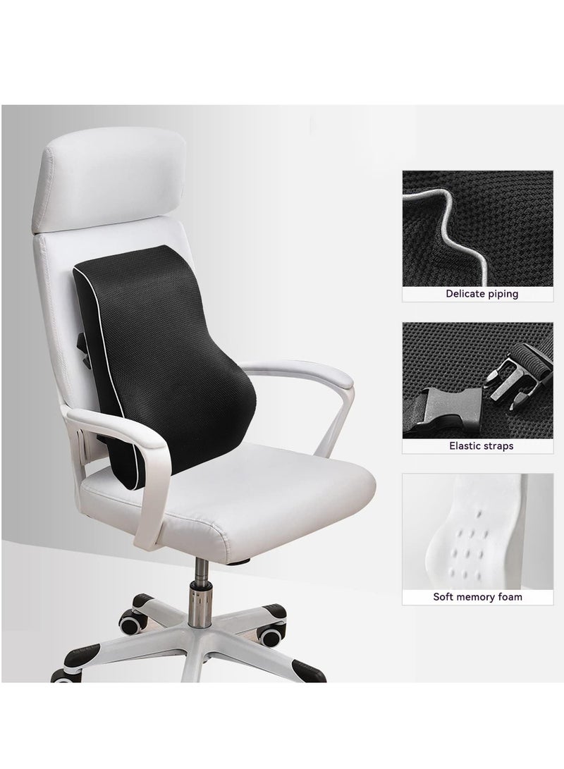 شو وو طقم مكون من قطعتين من وسادة المقعد المريحة المحمولة المتقدمة ووسادة دعم قطني مع وسادة دعم خلفية كبيرة جدًا من إسفنج الذاكرة للسيارة والمكتب وكرسي الكمبيوتر والكرسي المتحرك - Image 3