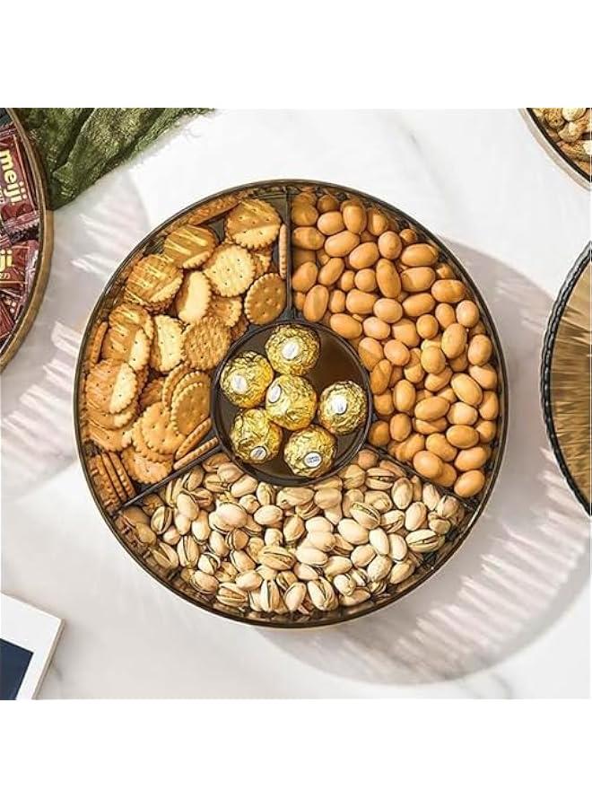 10 Inch Split Serving Tray with Lid - Snack Box Deli Container for Parties, Entertaining, Picnics - Portable Snack Platter Organize Candy, Fruit, Nuts, Snacks (Gold) - Image 2
